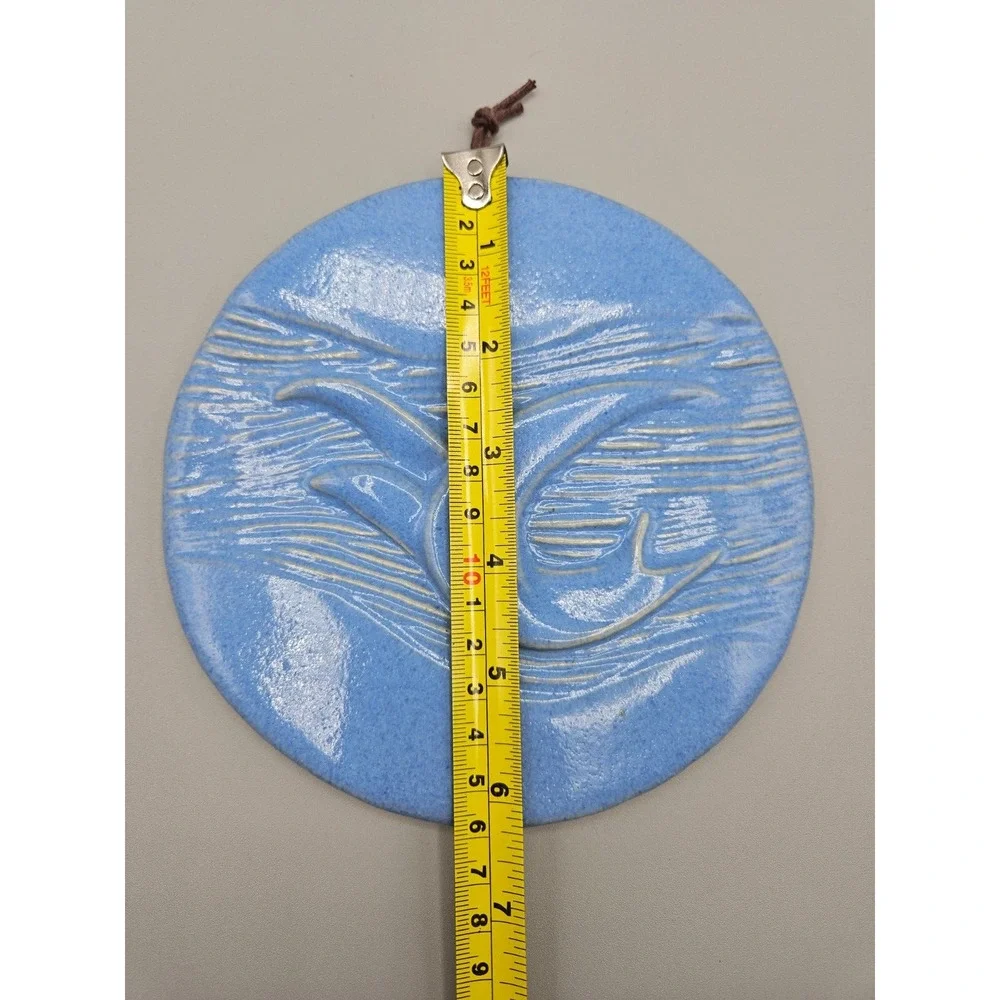 Vintage WESTON PRIORY Monks Art Pottery Wall Plaque Water Swirl Bird Handmade